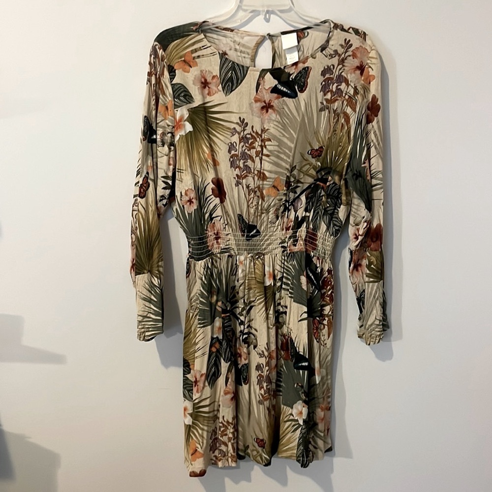Floral long sleeved mini dress
